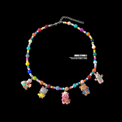 DuoXi - Color Bead Cartoon Resin Necklace necklace DuoXi D