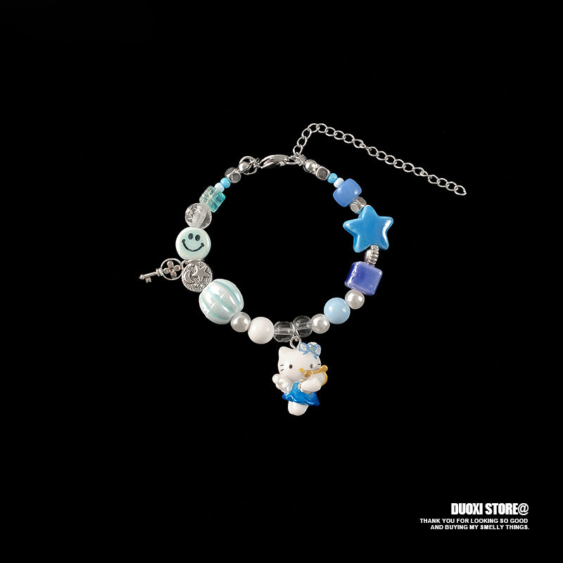DuoXi - Decora Kei Candy Kitty Beaded Bracelet Colorful Cute bracelet DuoXi Blue