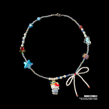 DuoXi - Decora Kei Beaded Kitty Bunny Cartoon Necklace Colorful Cute necklace DuoXi Leisure Kitty Necklace