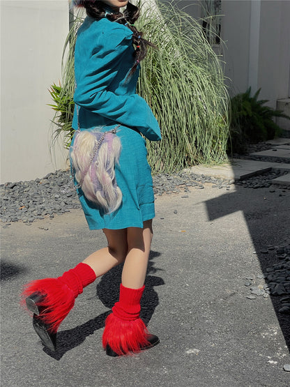 LET ME SEE Cute Leg Warmers | Fuzzy Knit Leg Warmers | Japanese Decora Style Shoe Covers