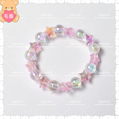 Maojiang Star Strawberry Bear Bracelet | Decora Beaded Accessory bracelet maojiang Pink Star Bracelet (1 piece)