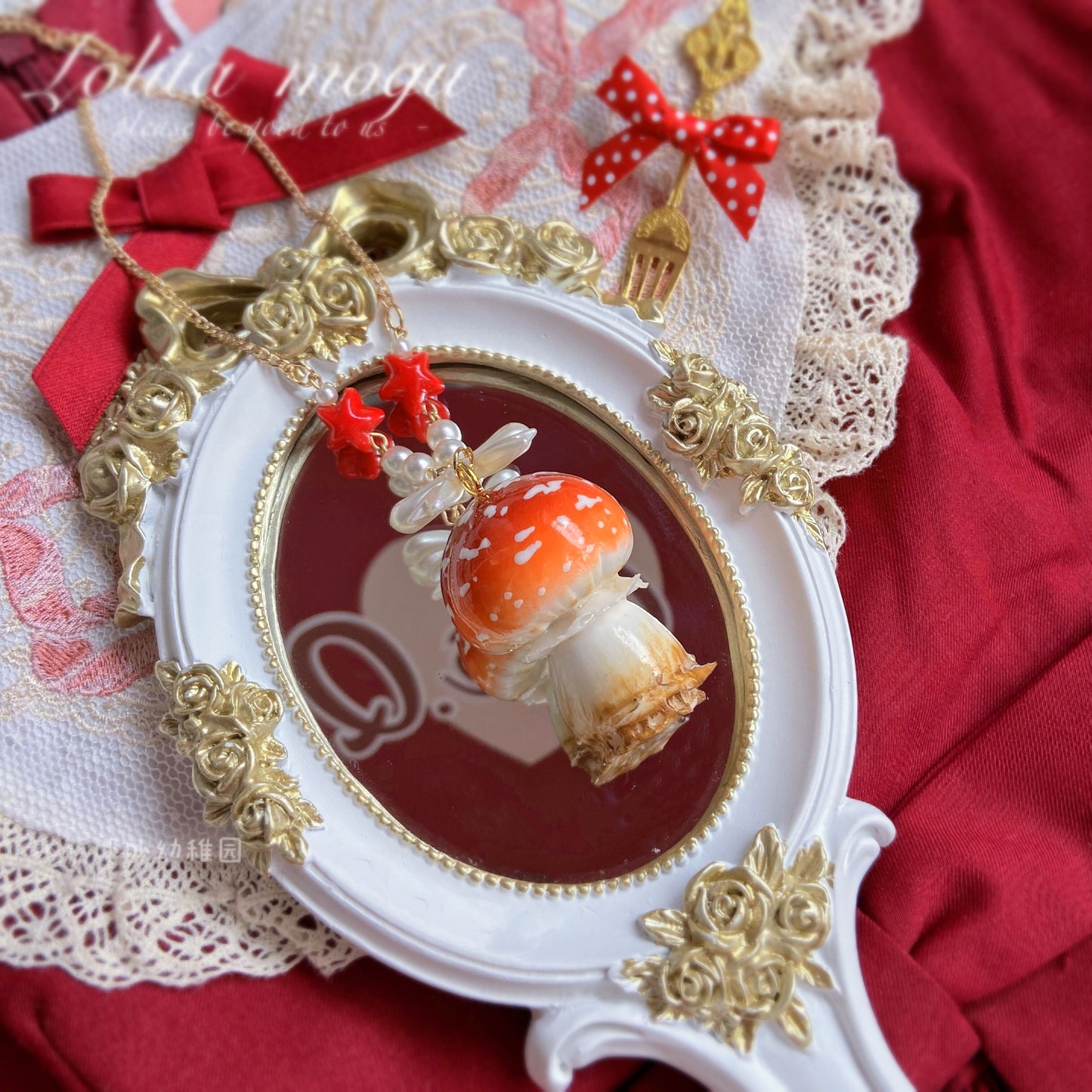 Bear Doll Mushroom Necklace | Decora Kei Handmade Resin Charm necklace Bear Doll 4