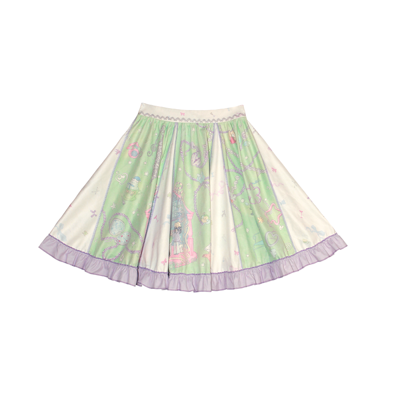NeogoMade – Kawaii "Lily and her Dream House" Jacket Skirt Set set NeogoMade Purple Green Skirt Only S