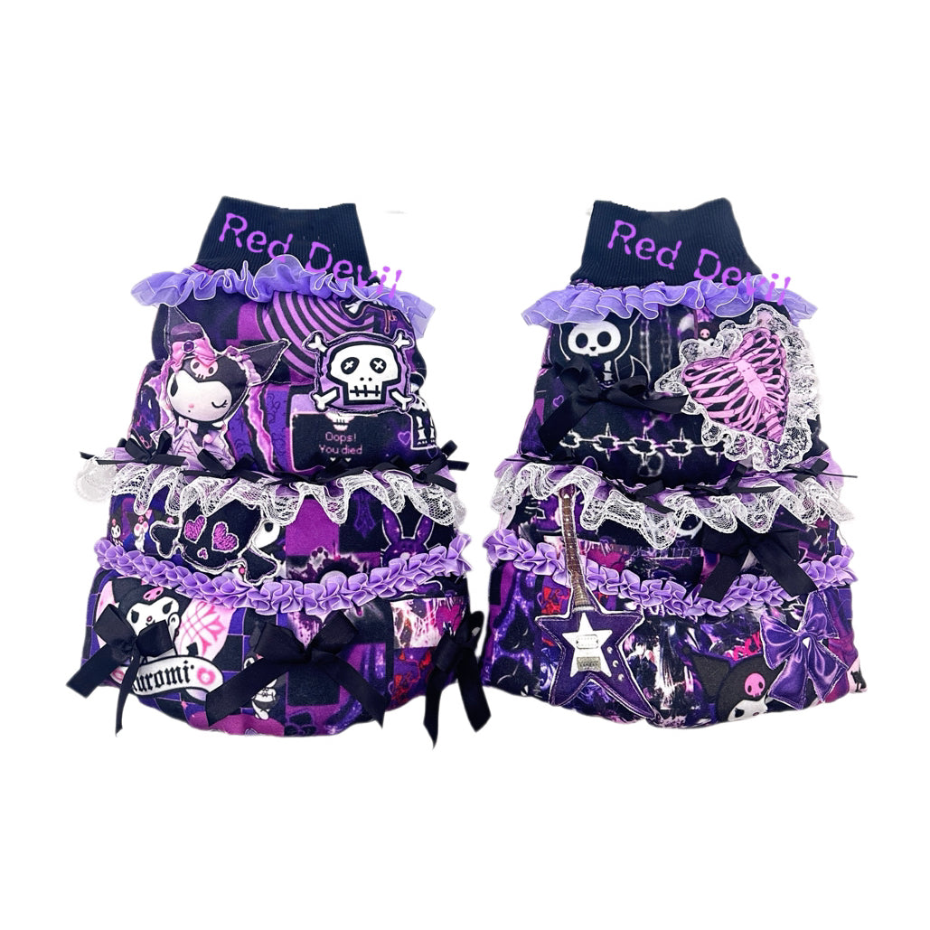 RedDevil Visual Kei Leg Covers | Harajuku Y2K Decora Leg Warmers leg warmmers Red Devil Purple