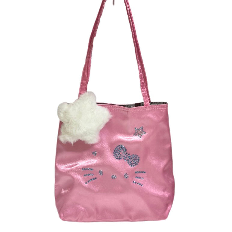 Salty Gummy - Y2K Kitty Rhinestone Satin Handbag Cute Shoulder Bag bag Salty Gummy Pink (Small Size)