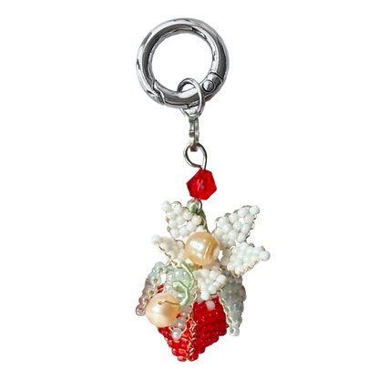 Kiwi Store - Pearl Flower Strawberry Beaded Necklace Keychain necklace kiwi store Red Strawberry Keychain