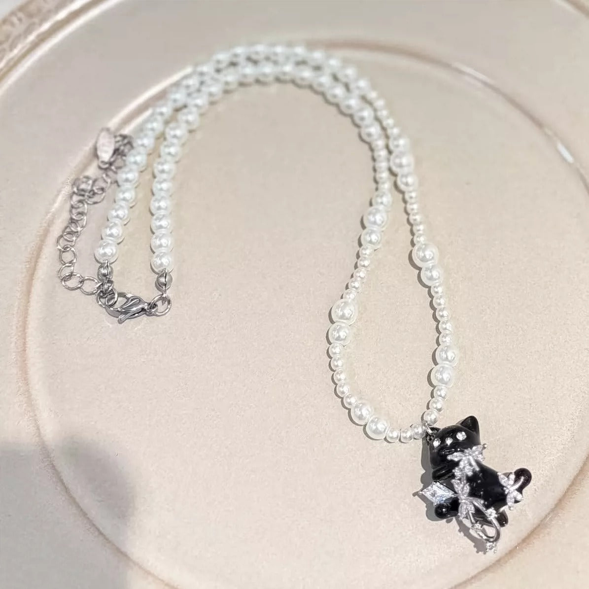 Kiwi Store - Y2K Full Cat Ring Necklace accessory kiwi store Black Cat Necklace