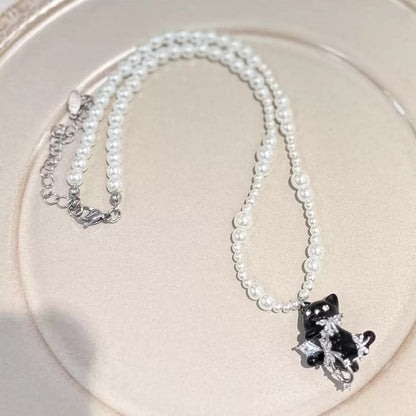 Kiwi Store - Y2K Full Cat Ring Necklace accessory kiwi store Black Cat Necklace