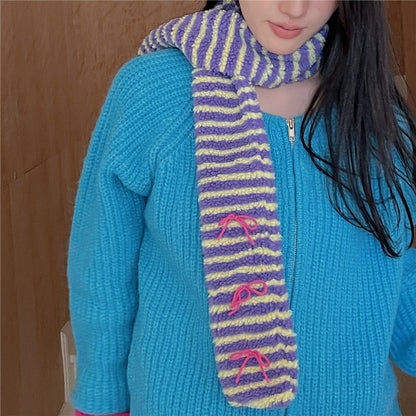 LET ME SEE - Kawaii Colorblock Lamb Scarf scarf let me see Purple Stripes