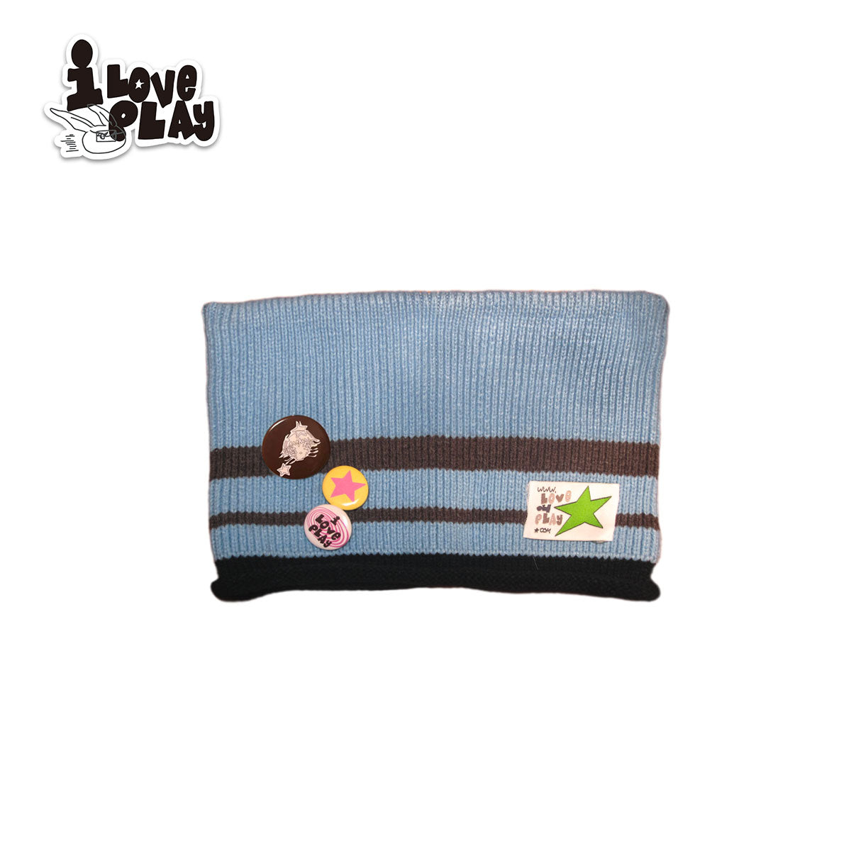 Loveplay - Y2K Knit Hat Striped Demon Horn Lucky Star hat loveplay Blue