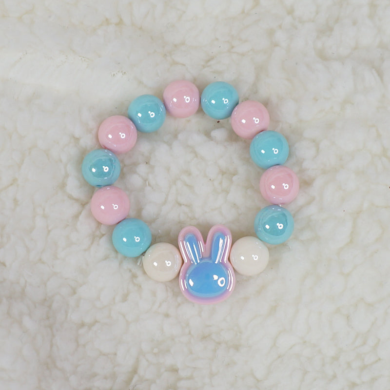 Maojiang Two-Tone Rabbit Head Macaron Bracelet | Dopamine Cute Soft Girl Wristband bracelet maojiang Pink Blue
