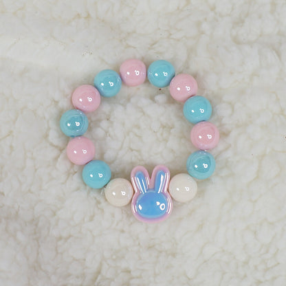 Maojiang Two-Tone Rabbit Head Macaron Bracelet | Dopamine Cute Soft Girl Wristband bracelet maojiang Pink Blue