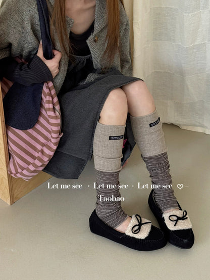 LET ME SEE - Colorblock Label Slouch Leg Warmers socks let me see Camel