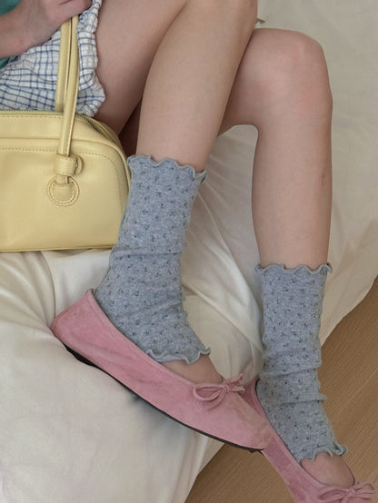 LET ME SEE - Kawaii Patterned Mid Socks sock let me see Grey Floral - 1 Pair