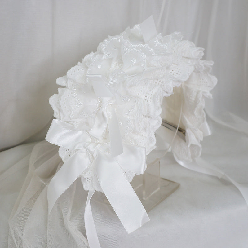 Maojiang - Vintage Kawaii Lace Headband headband maojiang White