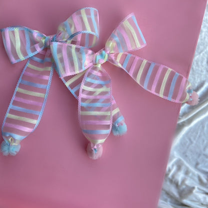 Bow Terminator Macaron Candy Hair Clip | Sweet Cake Accessory | Decora Kei Inspired hair clip Bow Terminator Blue Gauze Side Clip x 1pc