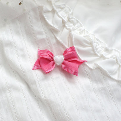 MaoJiang - Kawaii Pink Bow Hair Clip Handmade with Bell hair clip maojiang #5 - 1pc