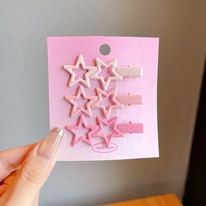 Decora Kei Hair Clip – Star & Heart Pink Acrylic hair clip duofeimao Star 3pcs Set