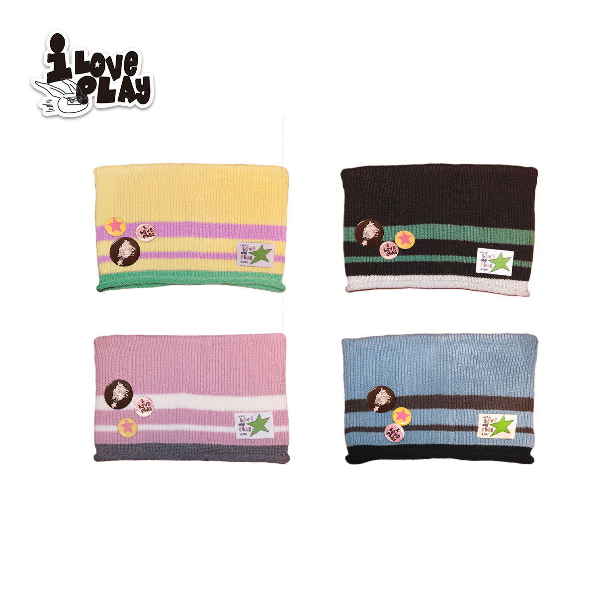 Loveplay - Y2K Knit Hat Striped Demon Horn Lucky Star hat loveplay