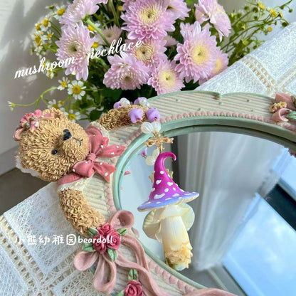 Bear Doll - Kawaii Mushroom Beaded Necklace necklace Bear Doll Purple