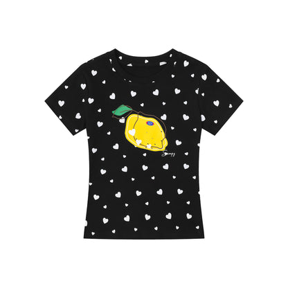 Languid Park - Heart Print Fitted Tee tshirt Languid Park Black S