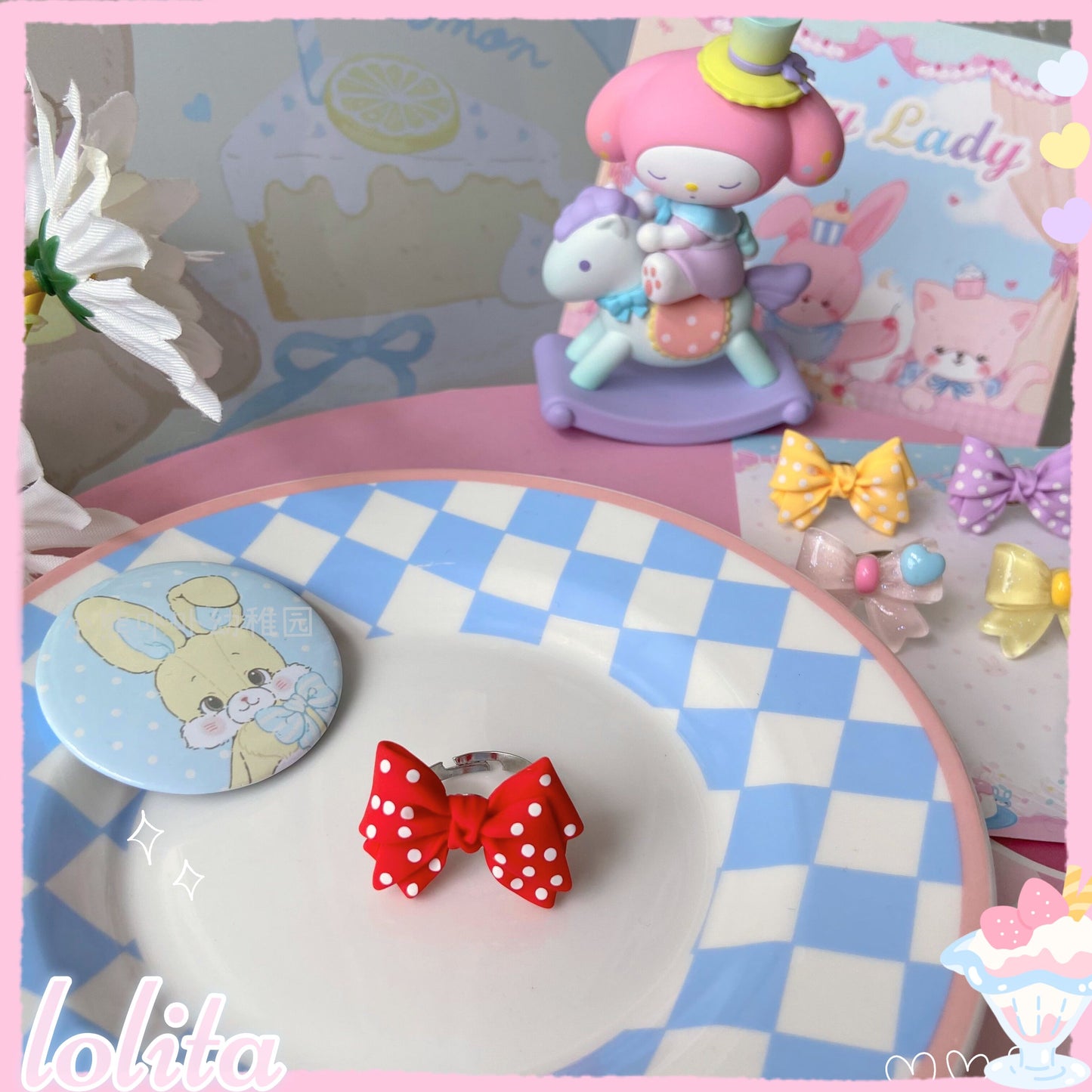 Bear Doll - Decora Kei Bow Ring ring Bear Doll Red