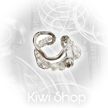 Kiwi Store - Y2K Beaded Ring ring kiwi store White Ring - 1pc