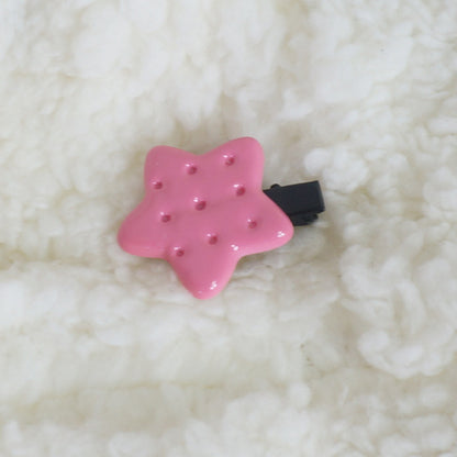 Maojiang Cute Star Cookie Clip | Colorful Decora Hair Clip hair clip maojiang Rose Red - 1pc