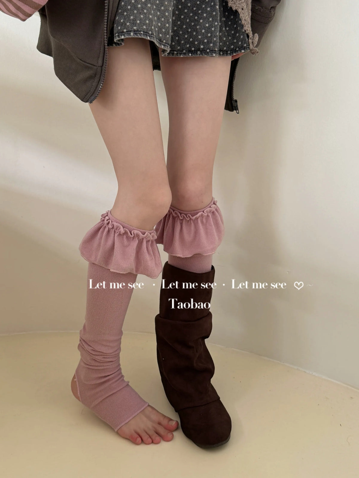 LET ME SEE - Ruffle Slouch Socks Winter Calf Socks socks let me see Pink Purple