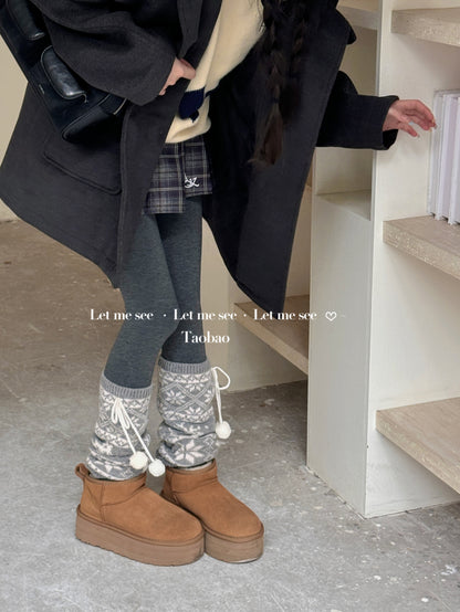 LET ME SEE - Snowflake Knit Wool-Look Christmas Leg Warmers leg warmmers let me see Light Grey