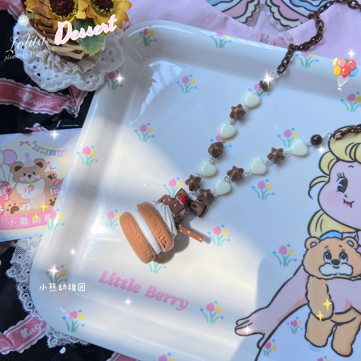 Bear Doll Kawaii Necklace | Macaron Sweet Dessert Necklace necklace Bear Doll Chocolate