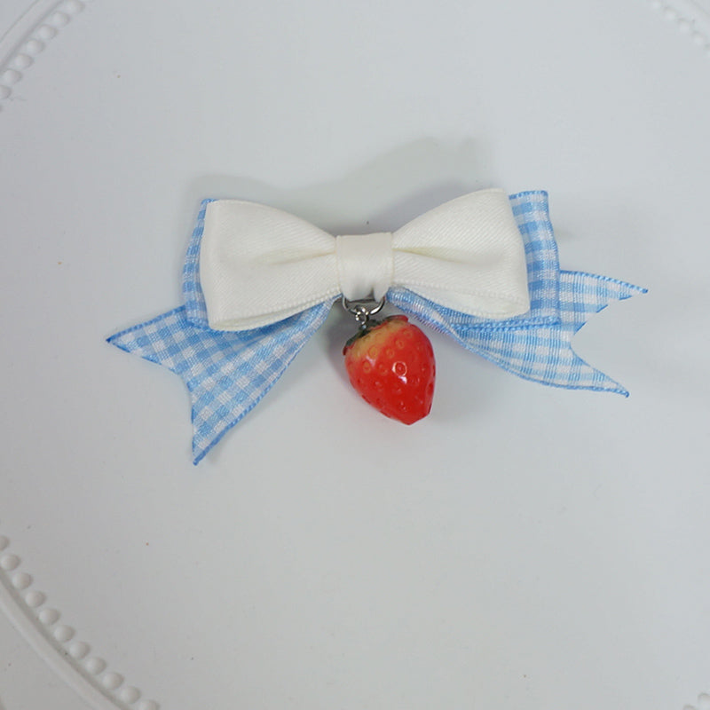 Maojiang Kawaii Plaid Strawberry Bow Clip hair clip maojiang 5