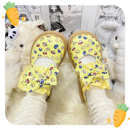 21DO - Decora Kei Yellow Mushrooms Shoes Mary Janes shoes 21DO