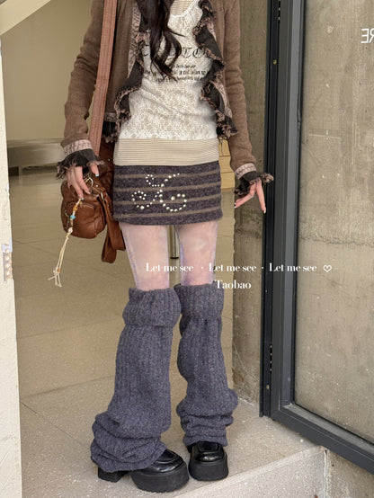 LET ME SEE - Kawaii Long Leg Warmer Socks leg warmmers let me see Dark Grey