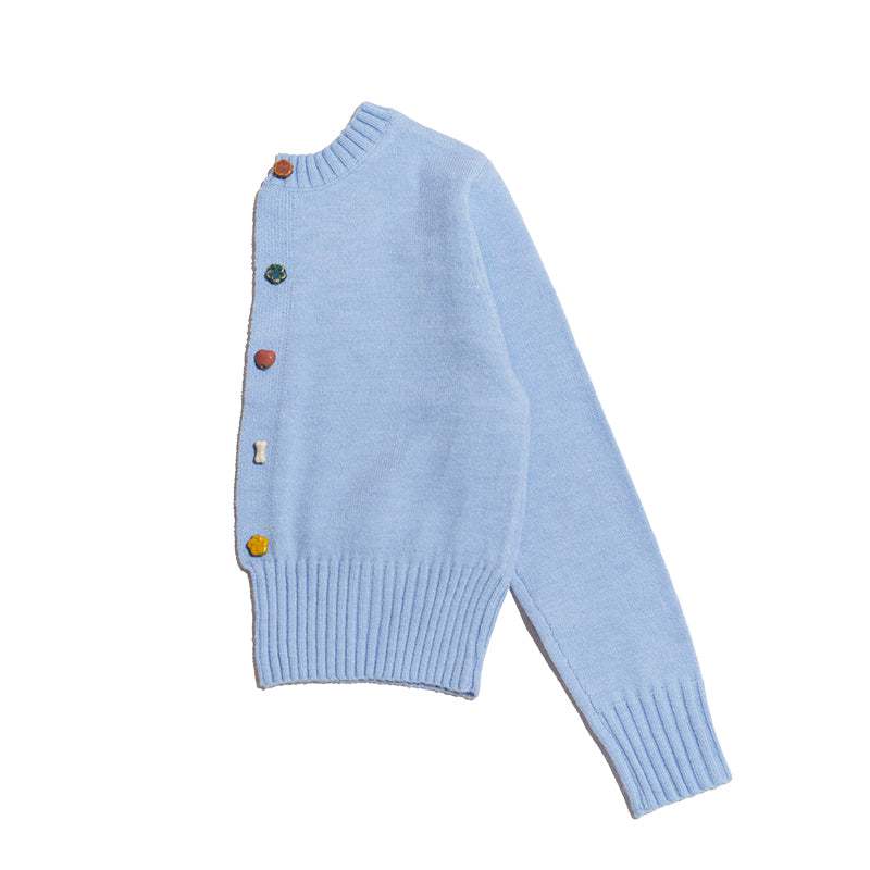 MOF Gift - HalfHalf Patchwork Knit Cardigan Panel cardigan MOF Gift Blue - Half