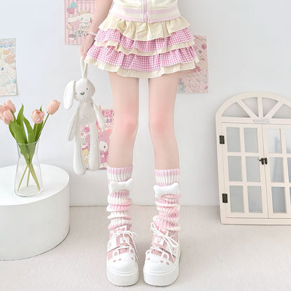 2 Bears - Striped Bone Leg Warmers for Alt Girls & JK Fall Vibes