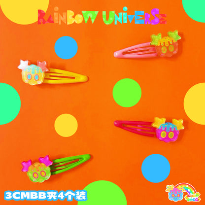 Rainbow Universe RUX - Decora Kei Accessory Set Necklace Ring Clip Bracelet accessory Rainbow Universe RUX 4pcs 3cm hair clips