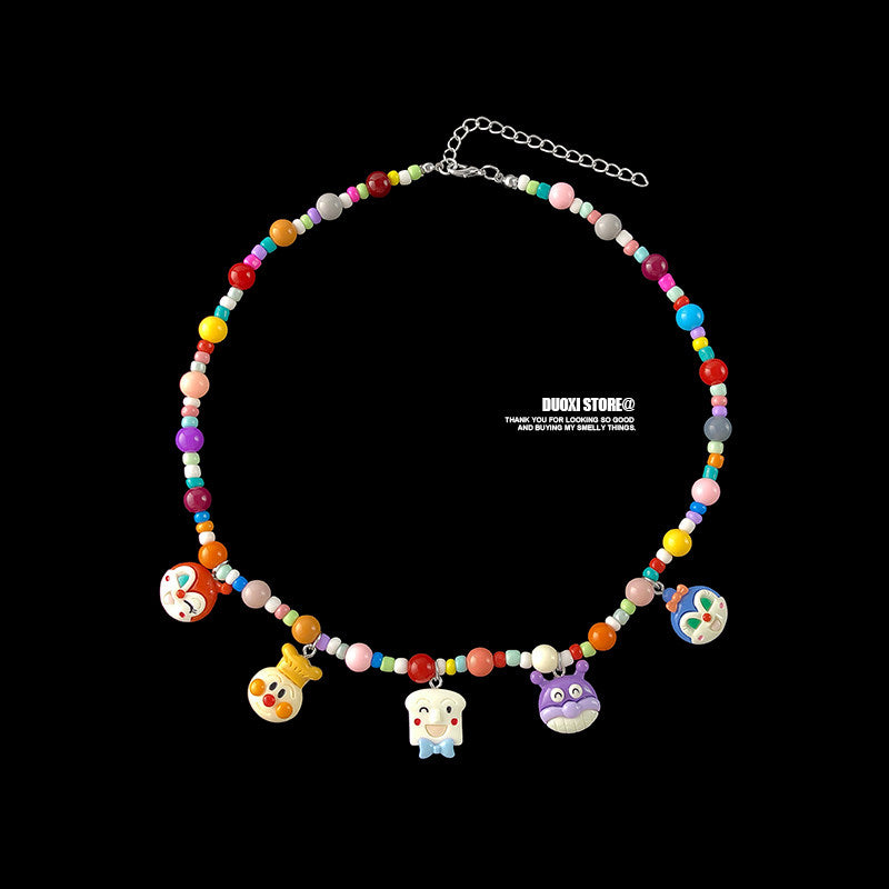DuoXi - Color Bead Cartoon Resin Necklace necklace DuoXi F
