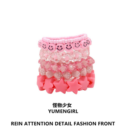 YUMENGIRL - Kawaii Decora Dopamine Bracelet with Candy Colors & Star Charms bracelet YUMENGIRL Pink Bracelet Set