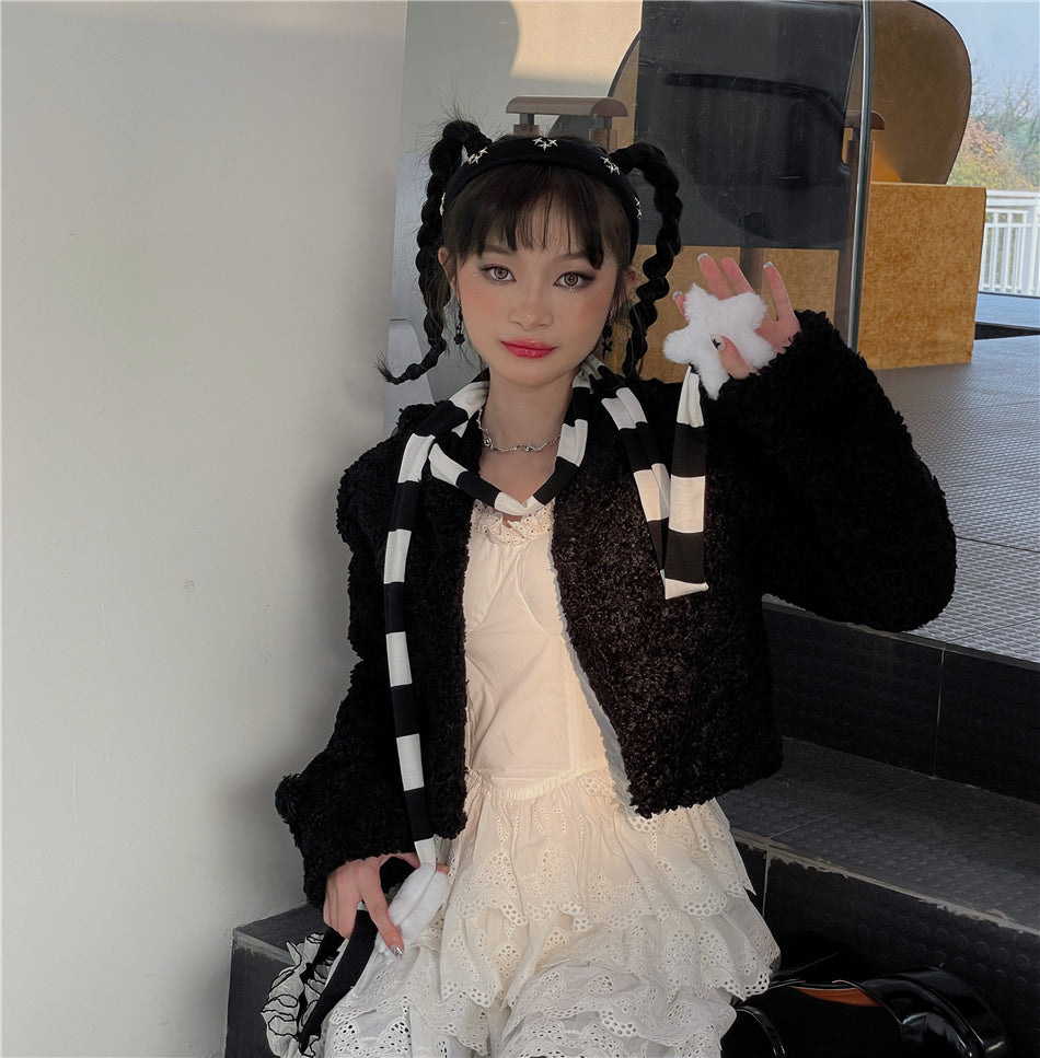 LET ME SEE - Harajuku Punk Striped Skinny Scarf scarf let me see Black Wide Stripes