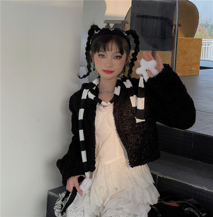LET ME SEE - Harajuku Punk Striped Skinny Scarf scarf let me see Black Wide Stripes