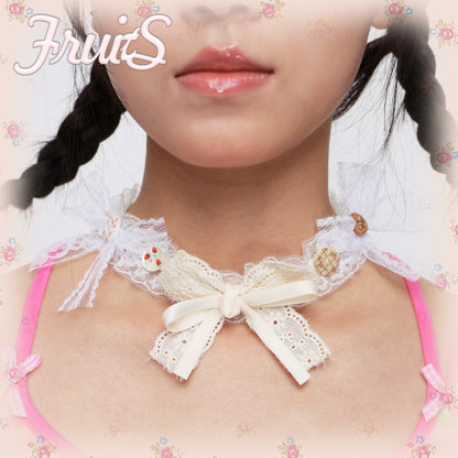 FRUITS - Lace Bow Choker Necklace necklace Fruits