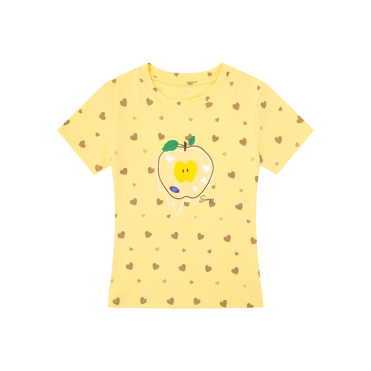 Languid Park - Heart Print Fitted Tee tshirt Languid Park Yellow S