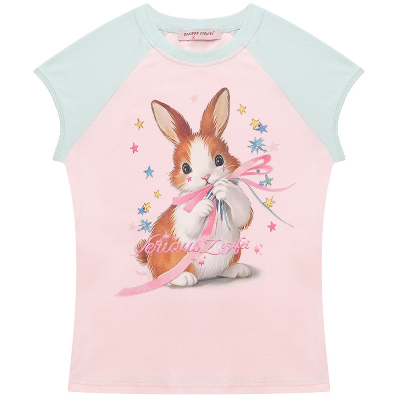 ziziFei - Rabbit Island Y2K Contrast Raglan Tee tshirt ziziFei S