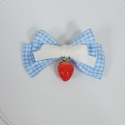 Maojiang Kawaii Plaid Strawberry Bow Clip hair clip maojiang 6