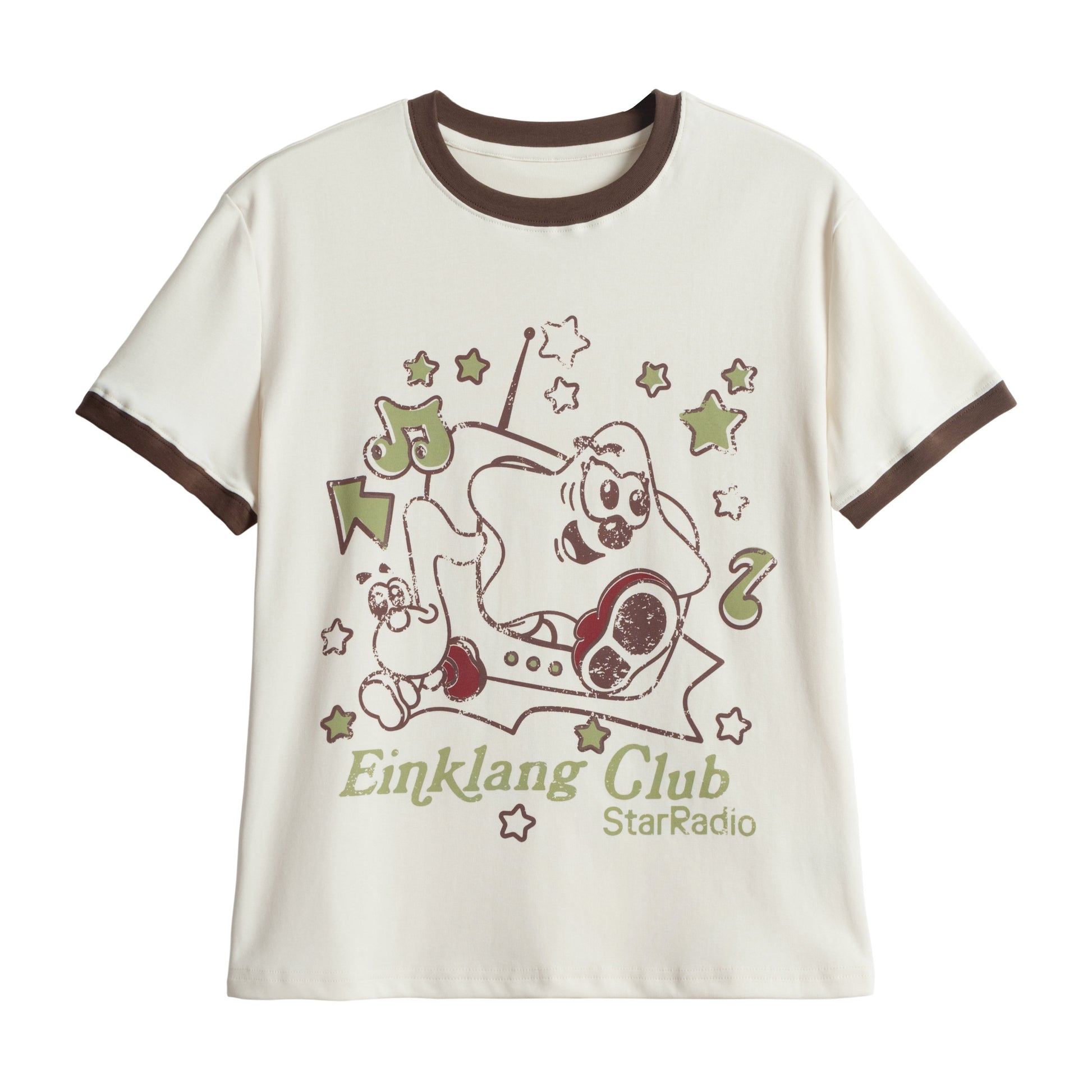Star Print Slim Tee tshirt Languid Park Cream White M