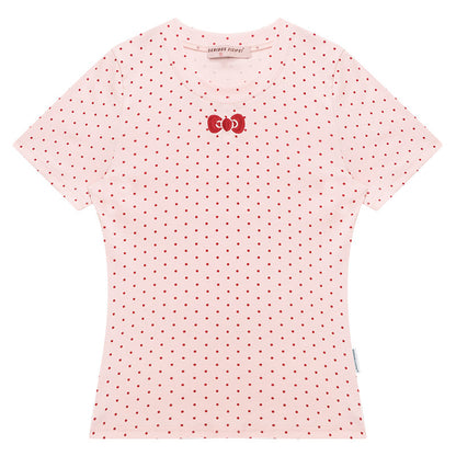 ziziFei - Sweet Dessert Bow Polka Dot Knit Tee tshirt ziziFei S