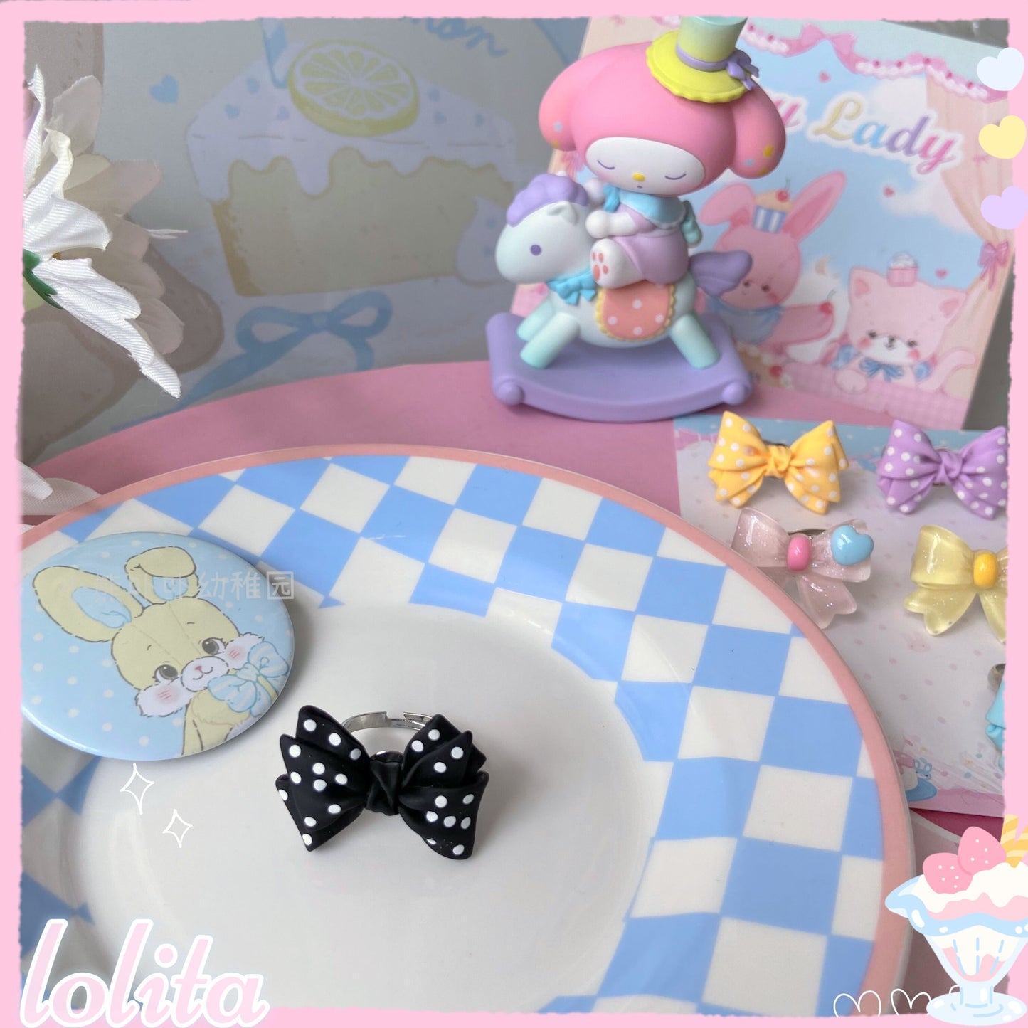Bear Doll - Decora Kei Bow Ring ring Bear Doll Black
