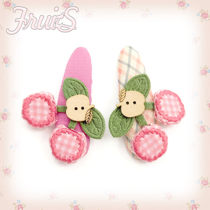 FRUITS - Strawberry Cherry Pink Hair Clip hair clip Fruits Cherry Hair Clips - 1 pair