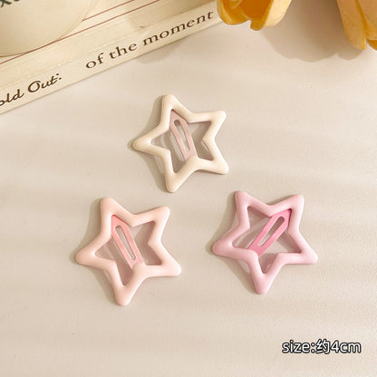 Decora Hair Clips Colorful Star Hair Accessories Bang Hair Clips hair clip Land Decora Matting Pink - 3pcs